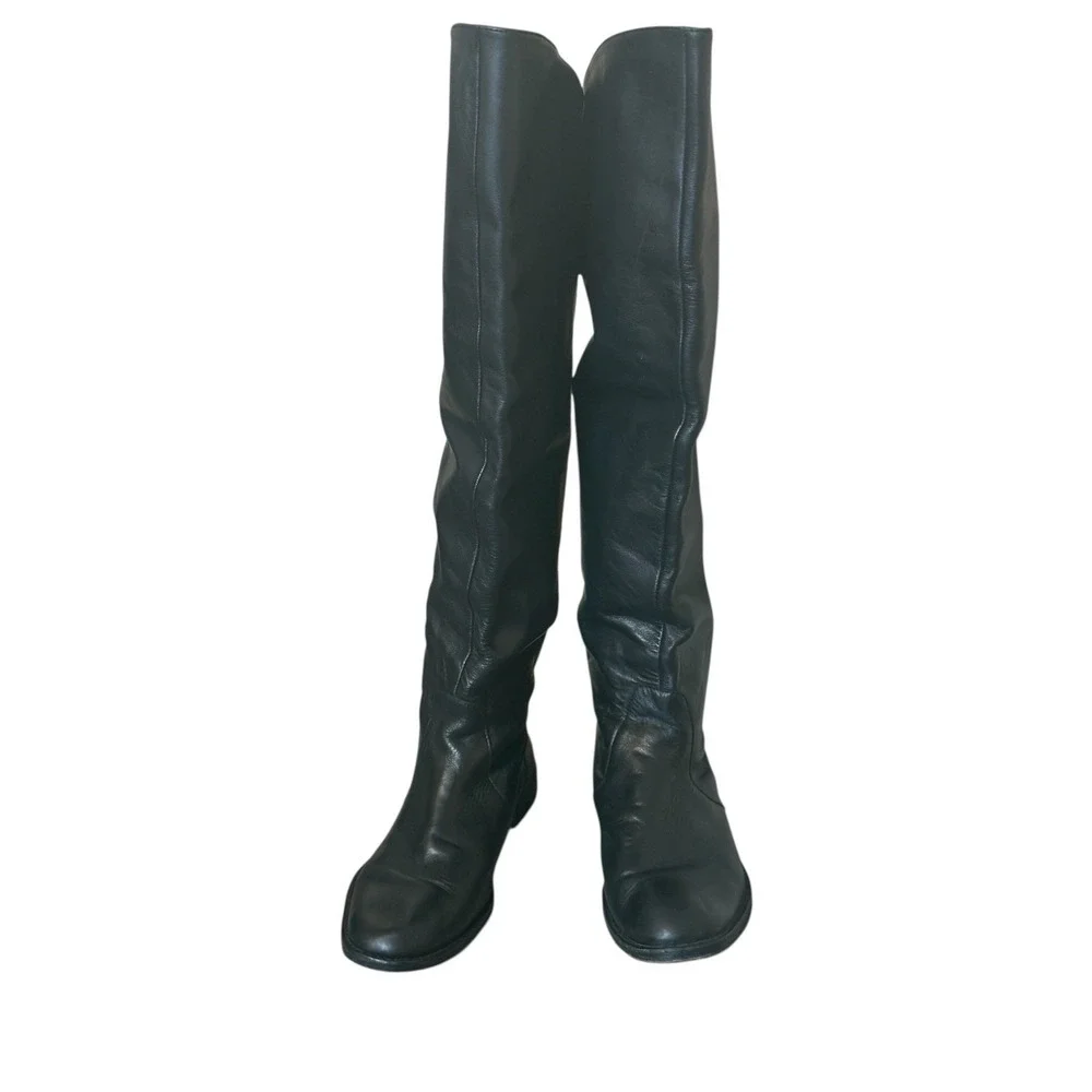 Coach Cheyenne Black Riding Equestrian Leather Over The Knee Boots 5.5 B‎ Luxury
